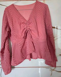Chic Pink V-Neck Ruched top