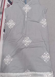 Grey Kurta Set with White Pants