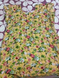 Floral Print Yellow Dress