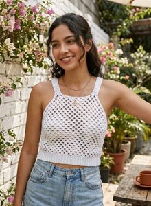 Crocheted White Tank Top