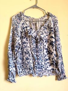 American Rag Cie Boho Floral Ruffle Blouse