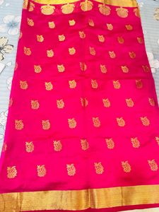 Pink Colour , With Golden Design, With Designer Blouse,