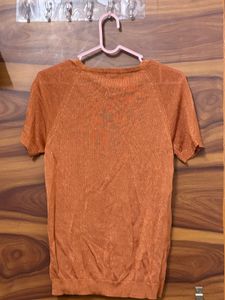 Sparkly Orange Short Sleeve Top