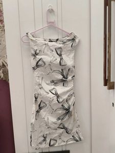 Chic Bow Print Sleeveless Dress