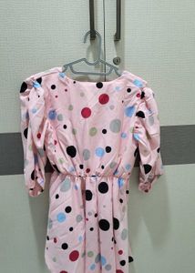 Pink Polka Dot Wrap Dress