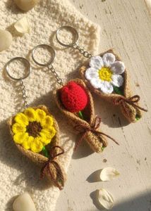 One Random Crochet Flower Bouquet Keychain