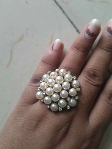 Pearl and Rhinestone Statement Ring