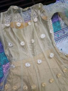 Elegant Gold Embroidered Anarkali Dress