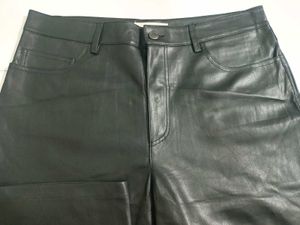 Mango L Stylish Black Faux Leather Pants