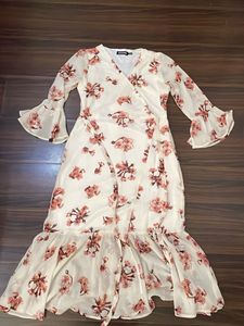 Floral Wrap Midi Dress