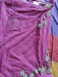 Exquisite Embroidered Purple Saree
