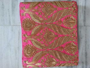 Heavy Festive Pink Silk Gota Patti Border.