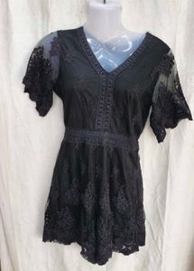 Black Lace V-Neck Mini romper