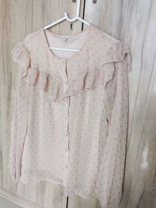 Sheer Ruffle Dot top