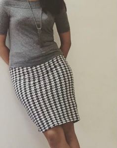 Houndstooth Print Skirt