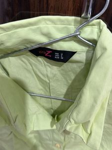 Lime Green Cropped Collared Shirt