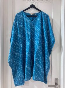 Teal Bandhani Print Kaftan Dress/Top