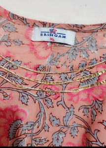 Pink Printed Anarkali Kurti For 32 Bust