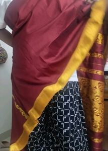 Elegant Maroon &amp; Golden Saree