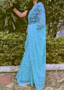 Stunning Teal Lace Saree