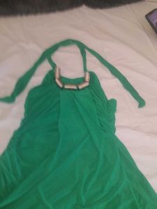 Green Halter Neck Ruched Dress