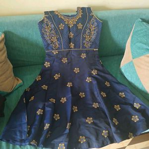Elegant Navy Blue Embroidered Dress
