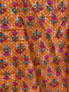 Orange Floral Print Kurta