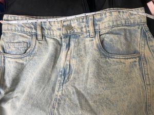 Acid Wash Baggy Fit Denim Cargo Pants