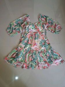 Boho Floral Print Puff Sleeve Mini Dress 1timeuse