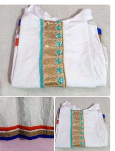 White Kurta with Gold Border