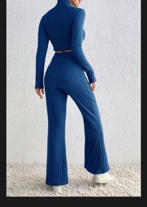 Blue Ribbed Co-ord Set