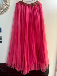 Flamingo pink Skirt-Palazzo &amp; Top Chunni Set