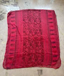 Pink Semi-Sheer Floral Design Scarf Or Dupatta