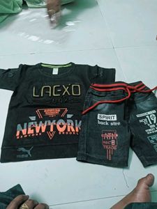 Boys' Black T-Shirt and Denim Shorts Set
