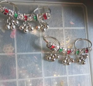 Silver Anklets with Colorful Accents