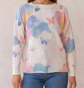 Pastel Butterfly Print Sweater