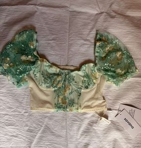 Beautiful Green Embroidered Corset Top