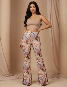 tie dye mesh  Flare Leg Pants and cardigan set