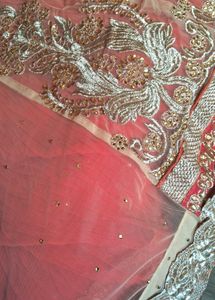 Orange &amp; Gold Embellished Saree with blouse