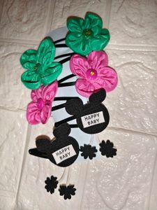Cute Mickey &amp; Flower Hair Clips