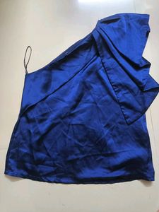 One Shoulder Satin Ruffle Top...