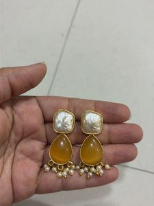 Brand new Yellow & White Stone Earrings