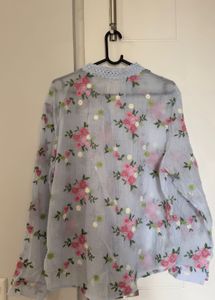 Floral embroidered Sheer Shirt