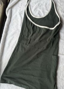 Sleek greyish olive green  Halter Dress