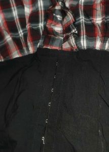 Stylish Plaid &amp; Black Ruffle Top