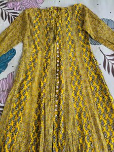 Yellow Printed Ethnic Gown