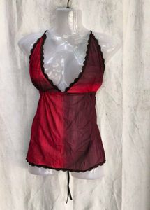 69. Sheer Red Halter Neck Lingerie Top