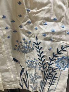blue and white Floral Embroidered coord Set