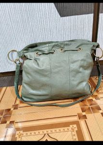 Stylish Green Leather Studded Shoulder Bag