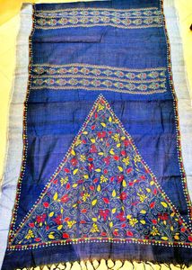 BRAND NEW Handcrafted kantha Embroidered Saree